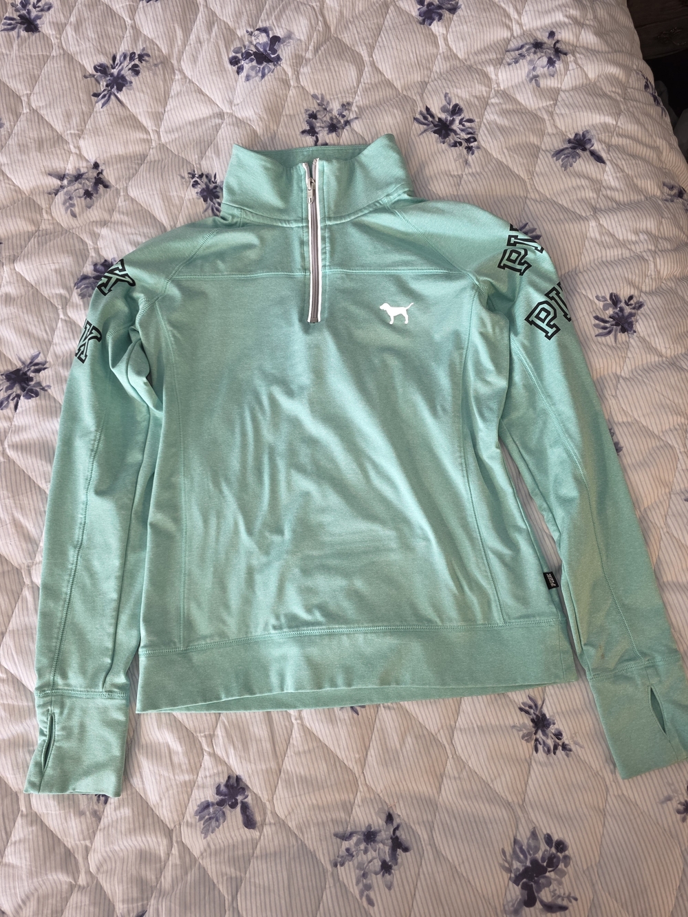 PINK Victoria's Secret By Victoria's Secret Mint Half-Zip Pullover
